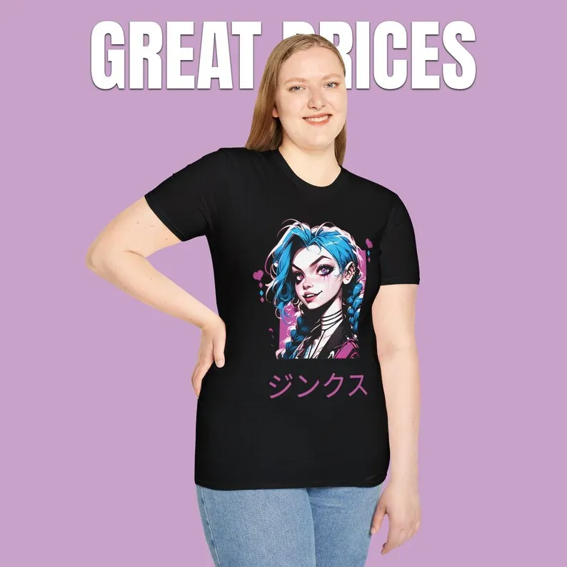 Arcane Jinx в японском стиле пудра Fanart рубашка аниме милая игровая футболка