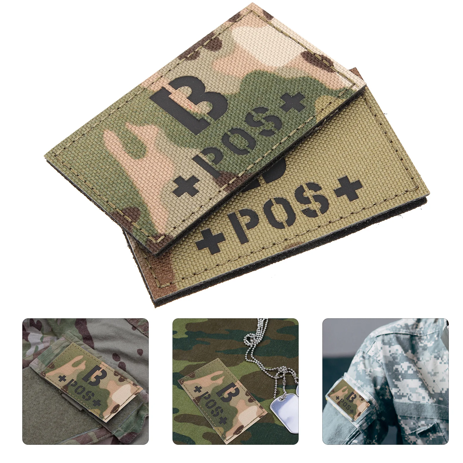 

Blood Type Patch Badges A B Hook Clothing Patches Positive Camouflage Backpack