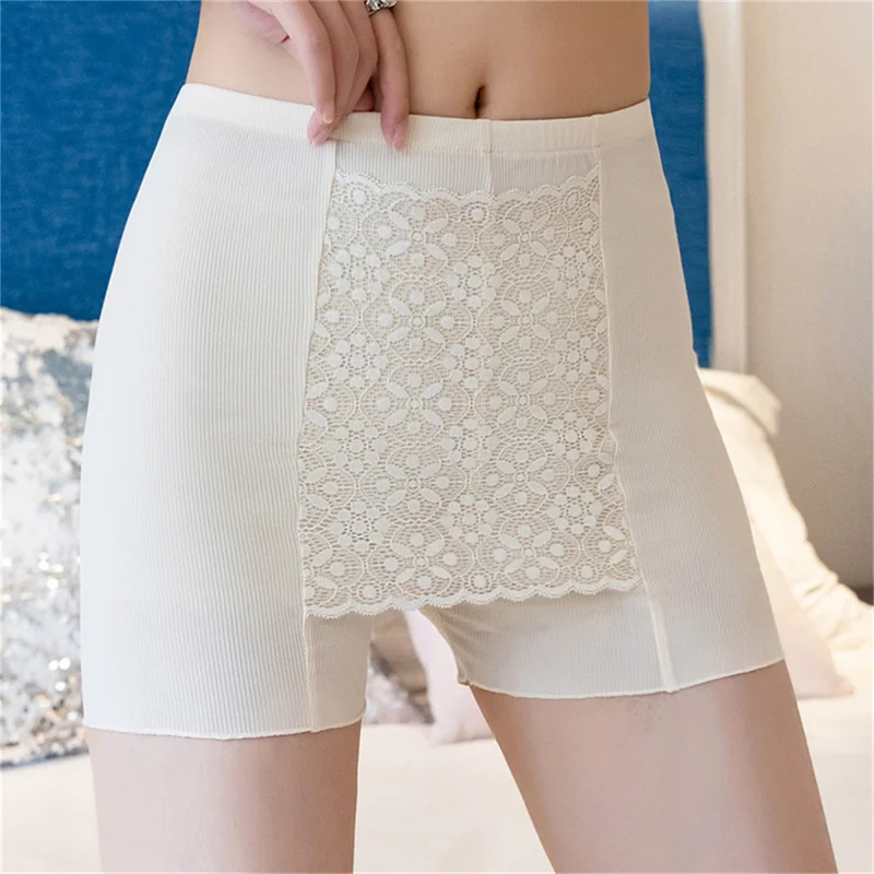 

Женские шелковые трусы-боксеры с высокой талией, тонкие шорты для похудения, женские летние шорты, двухслойные бесшовные шорты с юбкой