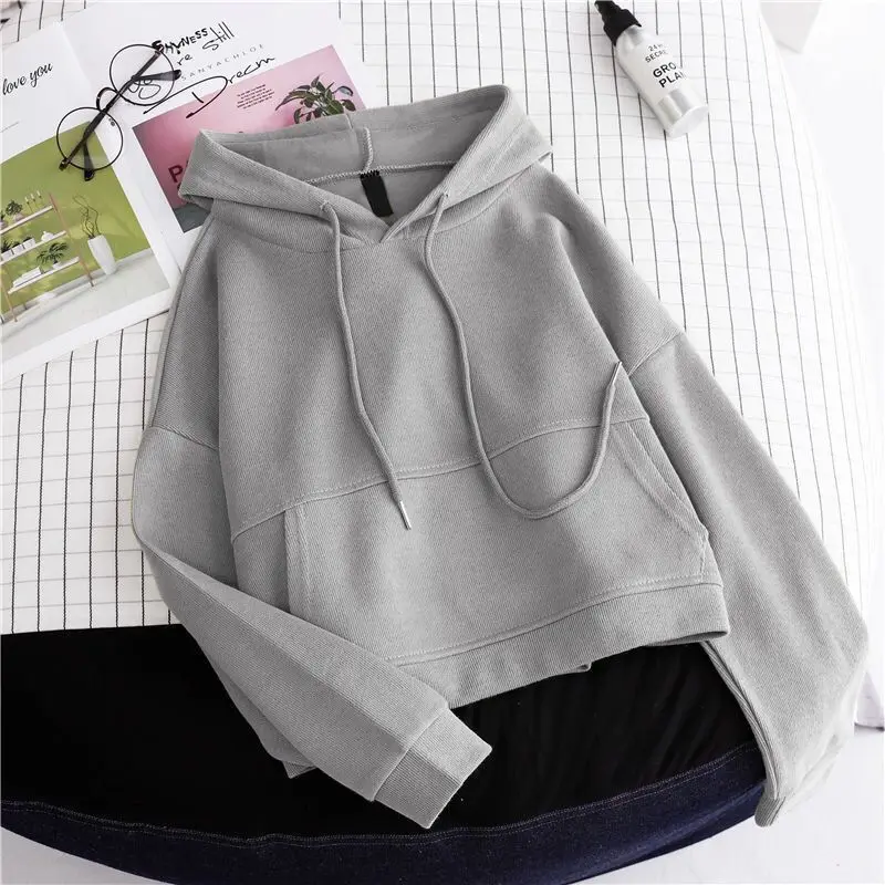 

Women's Oversize Sweater Hooded Female Solid Vintage Pullover Jumper Ladies Simple Soft Thick Warm Sweatershirts Hoodies G450