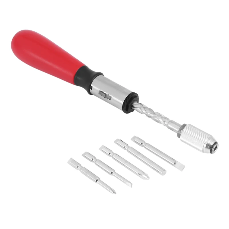 

260MM Spiral Screw Driver Hand Pressing Ratchet Screwdriver With Slotted And Phillips Screwdriver Bits