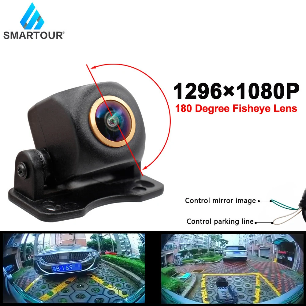 

Smartour 1080P Car Reversing Camera For Front/ Rear View Golden Fisheye HD Night Vision Backup Parking CCD Vehicle Camera