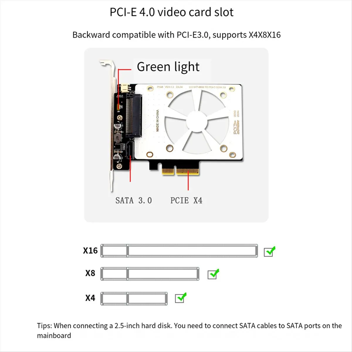 【A01R~】 Адаптер U.2 SSD на PCIE4.0, карта расширения PCI Express 4.0 X4 X8 X16 SFF-8639 для Windows810Linux (art.: 3920dcf7d782b) - 3920dcf7d782b