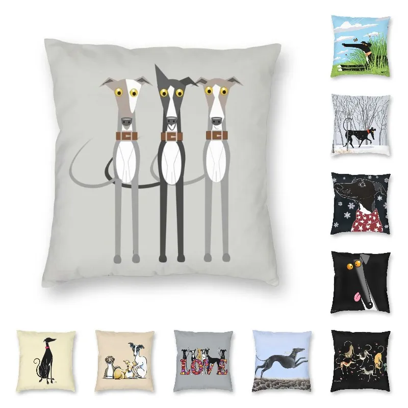 

Cute Grey Dog Square Pillowcase Home Decor Puppy Cushion Cover For Sofa Decoration Pillowcase Moda
