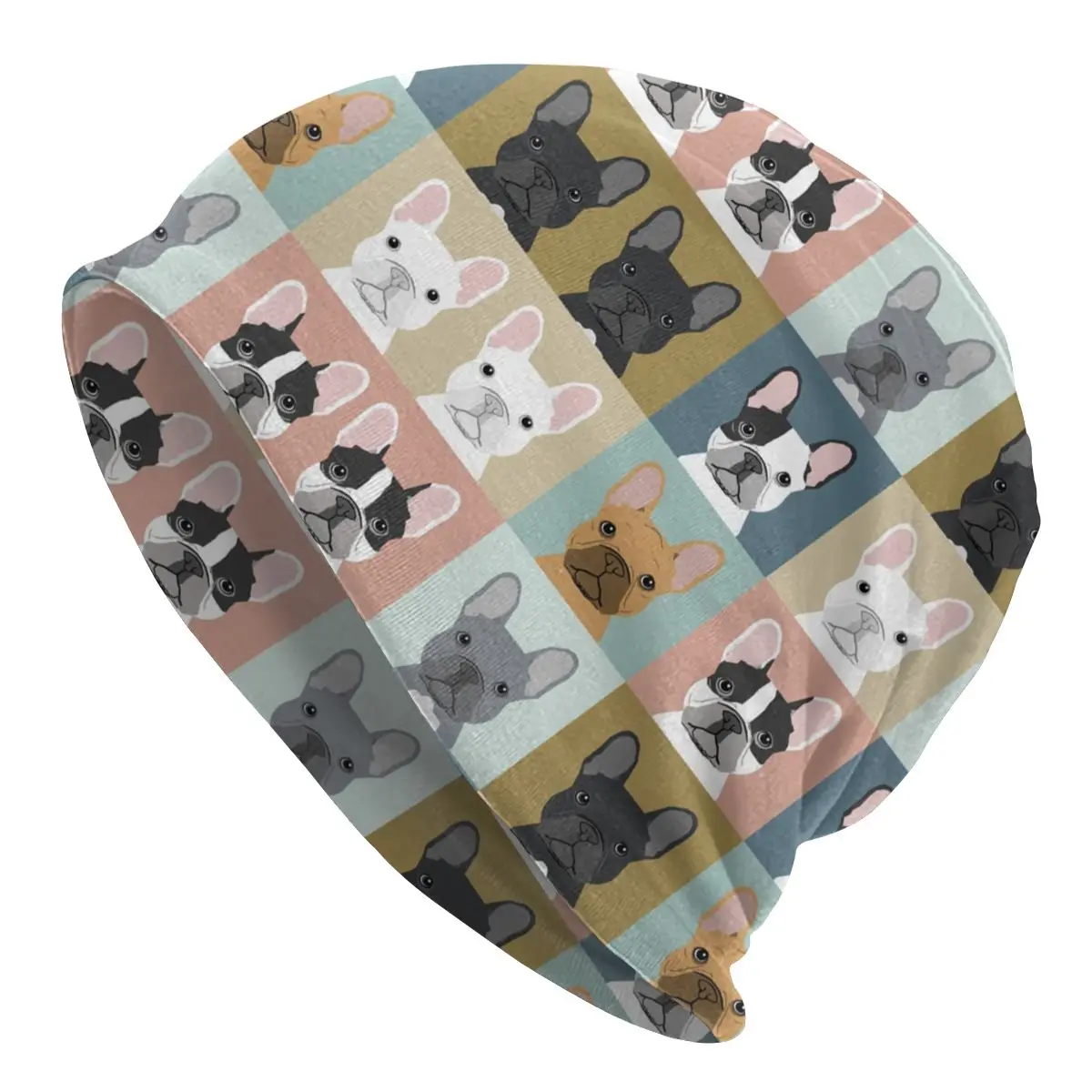 

French Bulldog Portraits Pattern Bonnet Homme Hip Hop Knit Hat For Women Men Winter Warm Frenchie Dog Lover Beanies Caps