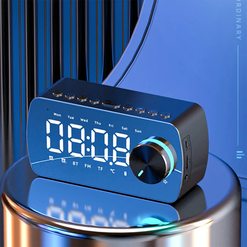 

Цифровой светодиодный Будильник с Bluetooth, дисплей даты температуры, настольные зеркальные часы, 1200 мАч, USB-зарядка, украшение для дома и стола