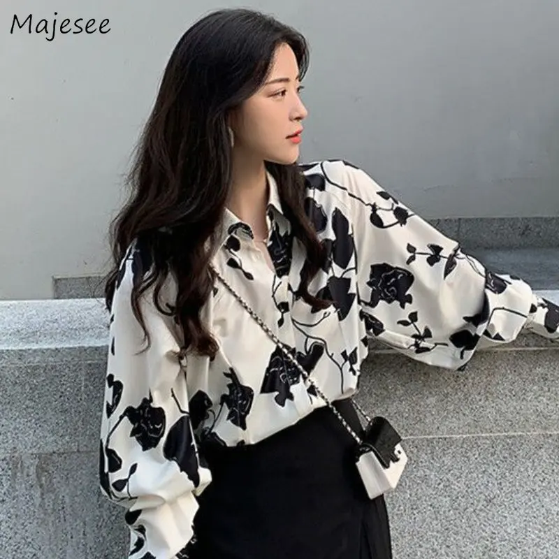 

Женские рубашки с винтажным принтом, элегантные свободные универсальные шикарные весенние повседневные модные мягкие рубашки в китайском стиле с лацканами для женщин