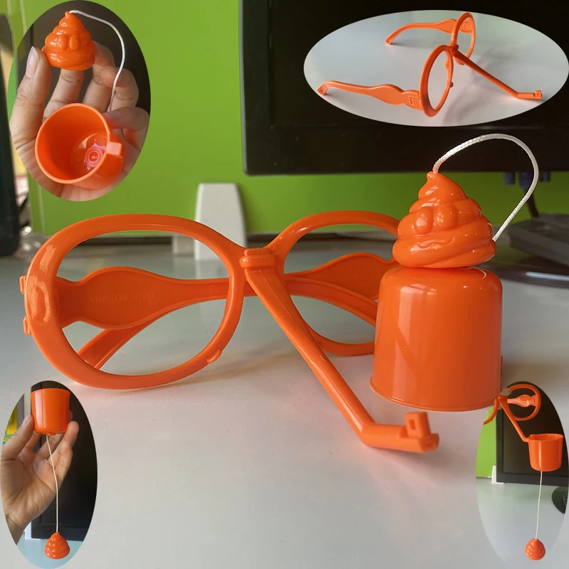 

Glasses Rope Poop Toys Poop Fishing Game Kids Hook Poops Bell Aldult Party PK Props Glasses Hanging Poop Family Interactive Toys