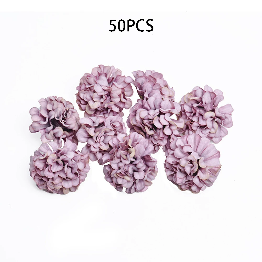 

50PCS Artificial Silk Floral Flower Head Hydrangea Wedding Party Decor Craft DIY Artificial Flower For Wedding Decoratio