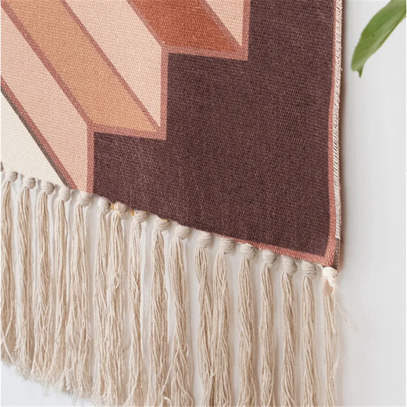 Богемный винтажный эстетический макраме с хлопковой кисточкой настенный