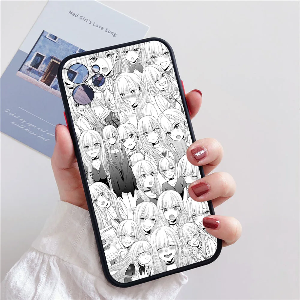 Чехол для телефона iphone 16Pro 7 8 Plus 15 14 13 Mini 12 11 16 Pro Max SE XR My Dress-Up Darling Matte Frosted Translucent Cover