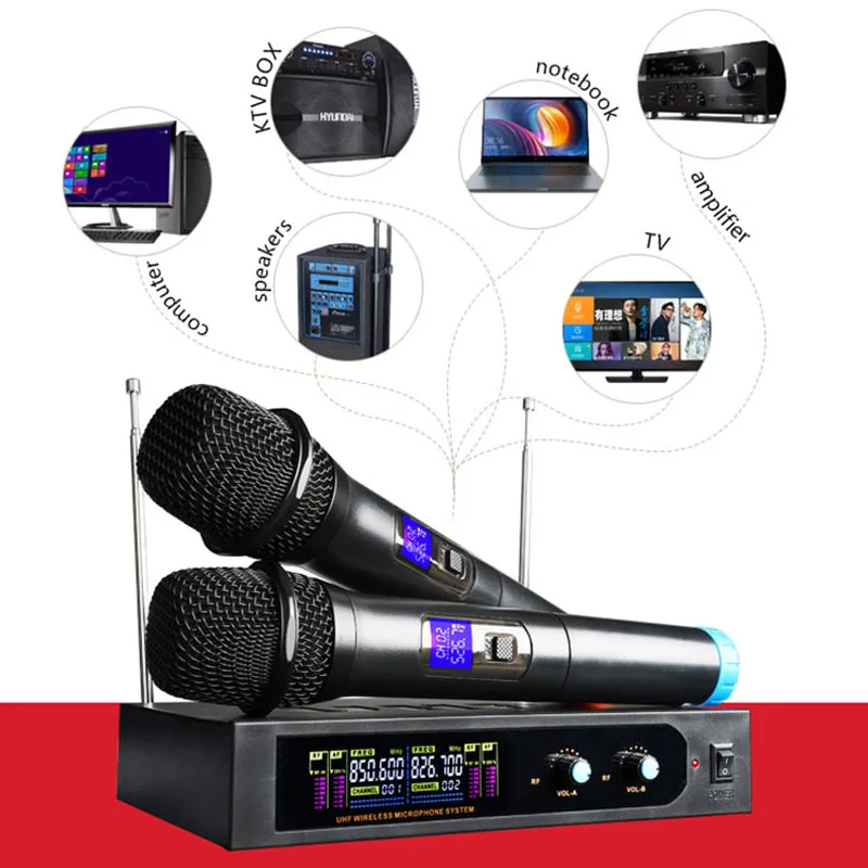 Профессиональная система беспроводного микрофона VHF ручная запись караоке