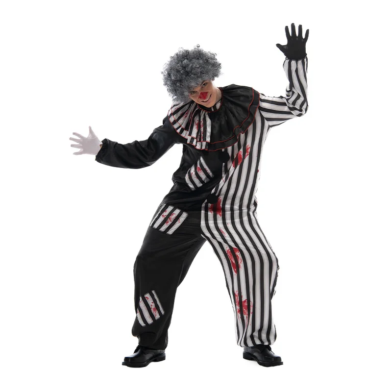 

2022 Adult Evil Clown circus Cosplay Halloween Costume Vintage Men's Bloody Killer Clown Carnival Easter Purim Fancy Dress