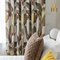 modern simple double sided shading leaf printing curtains for living dining room bedroom cortinas para dormitorio drapes