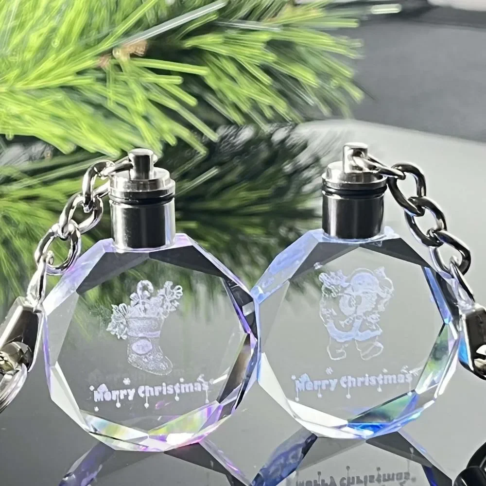 Рождественские украшения брелок со светодиодной подсветкой 7 цветов кристалл