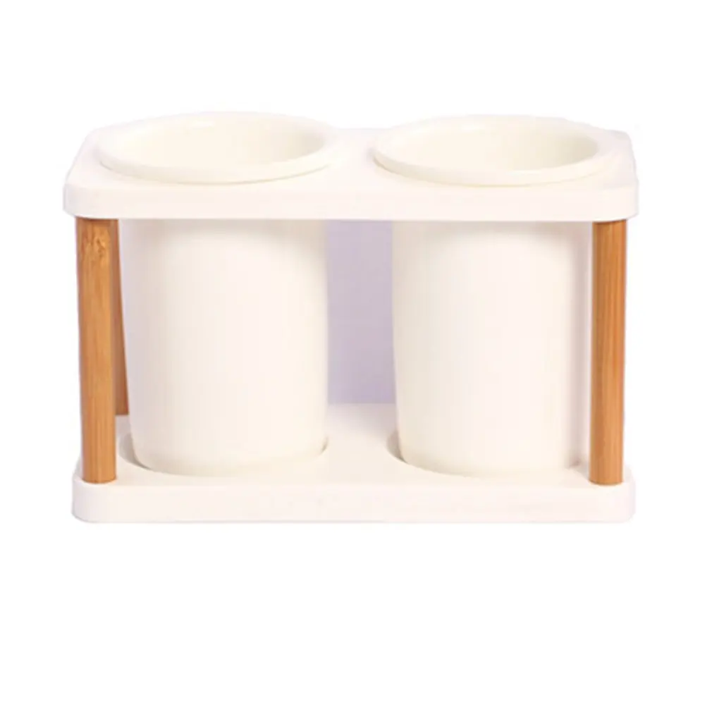 

Creative Kitchen Ceramic Chopsticks Holder Chopsticks Box Natural Bamboo Wood Drainer Chopsticks Box Ceramic