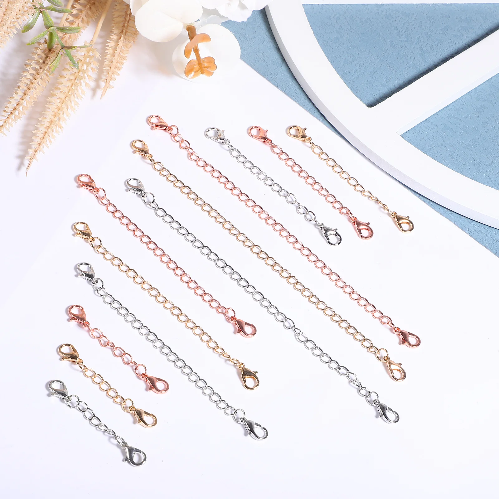 12 Pcs Golden Necklace Chain Extenders Jewelry Making Rose Bracelet Choker Long Clasp