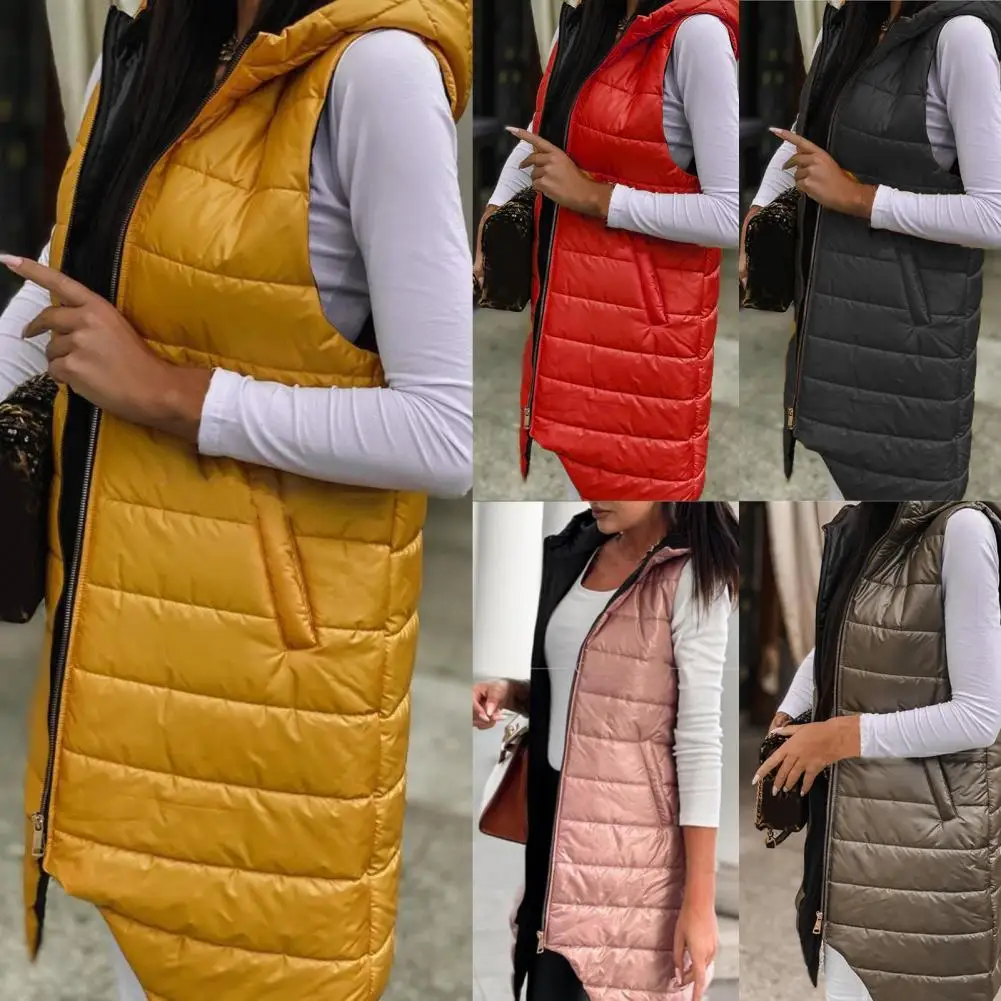 

Women's Coat Solid Color Padded Sleeveless Windproof Jacket Waistcoat Slim Plus Lightweight Warm Waistcoat for Autumn Winter