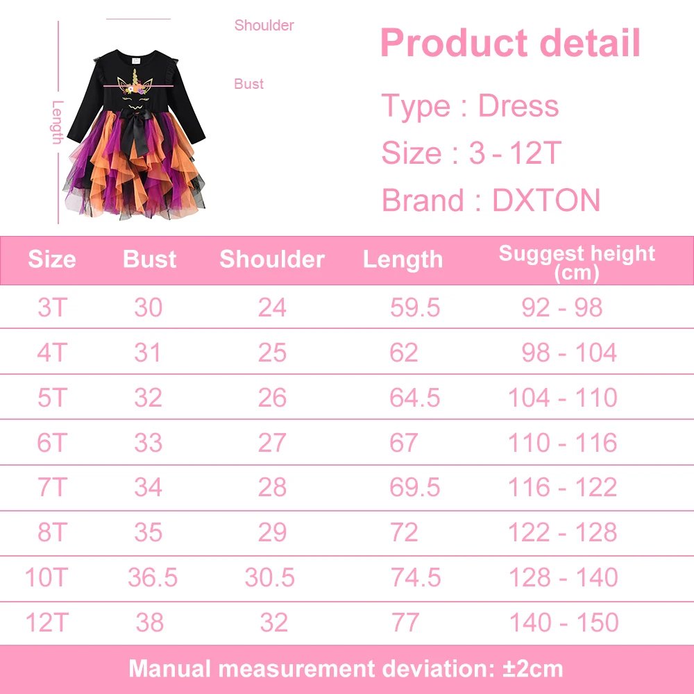 DXTON Girls Halloween Dress Kids Festival Party Princess Dresses Girls Pumpkin Cosplay Costumes Children Clothing 3-12 Years