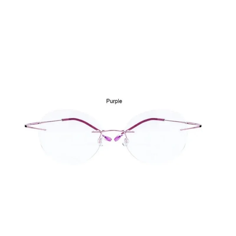 Очки женские круглые по рецепту без оправы из титанового сплава