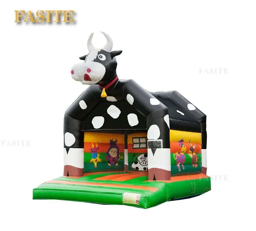 Балкаau Gonflable из ПВХ высшего качества Maison Rebondisnoyaux avec Glissière Jouet de Style Vache pour Aire