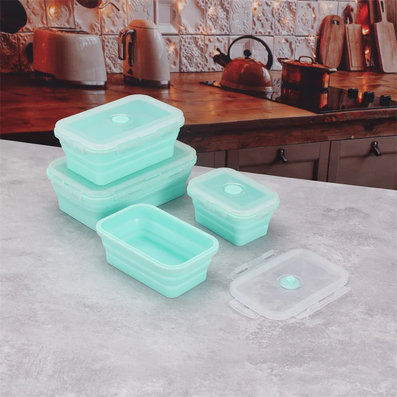 

4 Sizes Silicone Folding Bento Box Collapsible Portable Lunch Box for Food Dinnerware Food Container Bowl Lunchbox Tableware