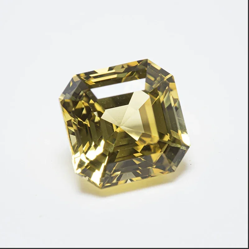 Фото Выращенный в лаборатории сапфир Asscher Cut желтого цвета VVS1 Подвески DIY для изготовления ювелирных изделий Материалы на выбор Сертификат AGL №2