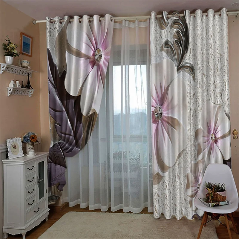 

Рельефные 3d-занавески в виде лотоса в европейском стиле, для гостиной, спальни, домашний декор, романтичные занавески для девочек