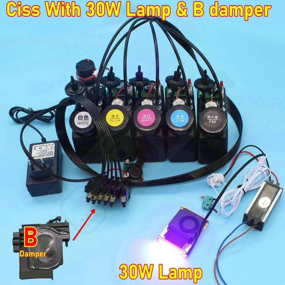 

Printer UV DTF Modify White Ink Tank CISS With Stirrer Mixer For Epson L1800 L800 L805 AB Film Continuous Ink Supply System Kit