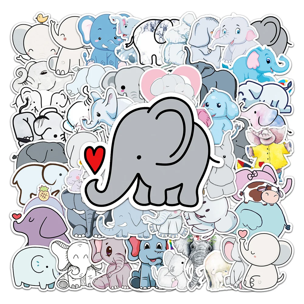 

10/30/50PCS New DIY Elephant Cartoon Personality Creative Computer Desk Water Cup Chair Decoration Waterproof Sticker Wholesale