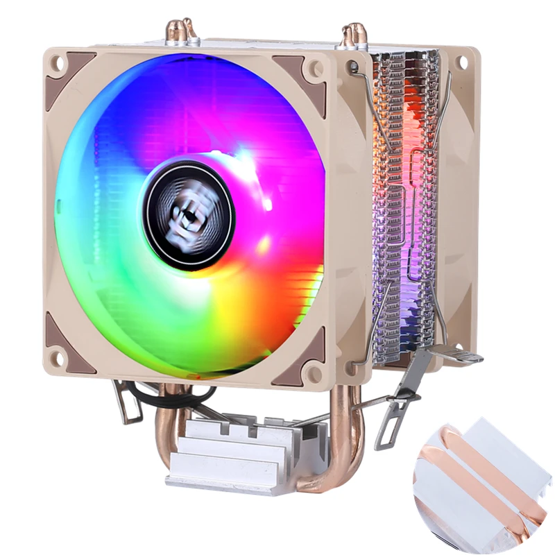 Cpu Cooler Cooling Fan RGB 90mm 2 Copper Pipe X79 X99 Motherboard AM4 For Intel LGA 2011 1200 1356 1150 1156 1155 1700 Processor