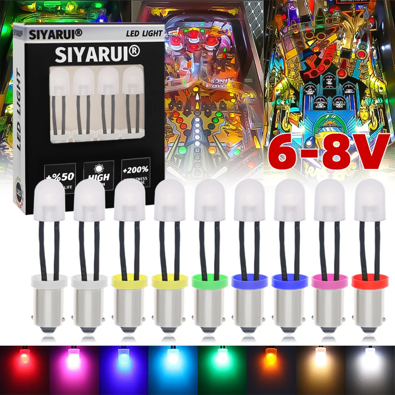 

10pcs BA9S T4W #44 #47 Base With Frosted Len Various Colour Available Non polarity AC DC 6V 6.3V Pinball Game Machine Led Lamps