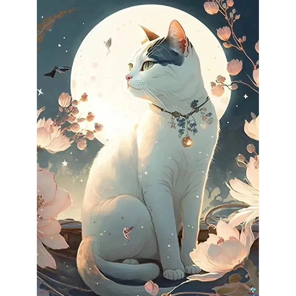 

Moon Cat DIY Diamond Painting Art and Painting Kit 5D Diamond Embroidery Children's Handicraft Class Homework