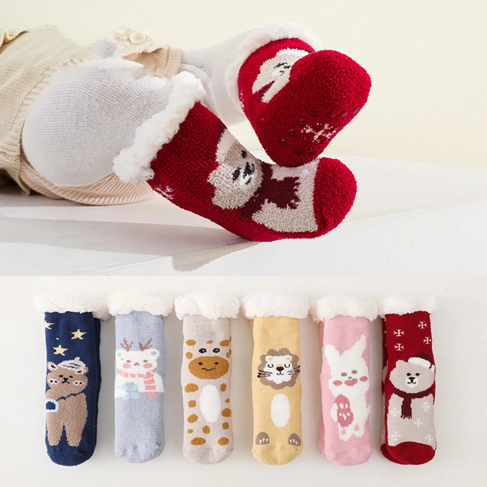 

1/2 Pcs Baby Socks Christmas Socks 0-3 Years Toddler Boys Girls Socks Soft Sole Non Slip Toddler Shoes Socks Warm Floor Socks