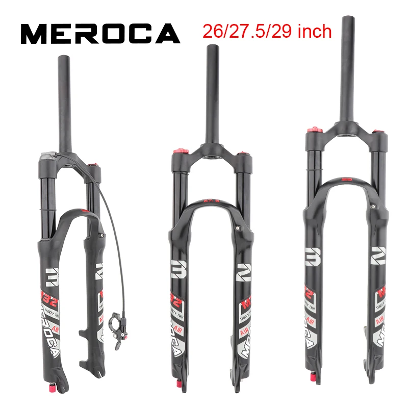 

MEROCA Bicycle Air Fork 26/27.5/29 inch disc brake quick release MTB Shock Absorber Oil and Gas bike universal accessories