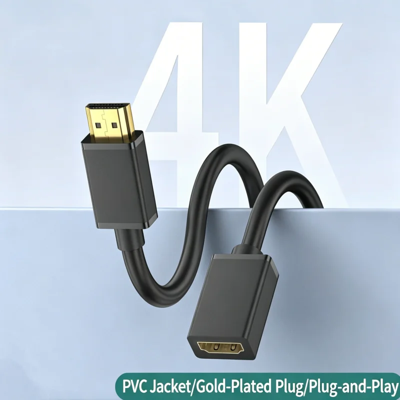 Фото Удлинительный кабель HDMI 4K (штекер-гнездо) из ПВХ, 1 м, 2 м, черный, для монитора, телевизора, проектора, игровой консоли, кабель Micro 0,3 м №4