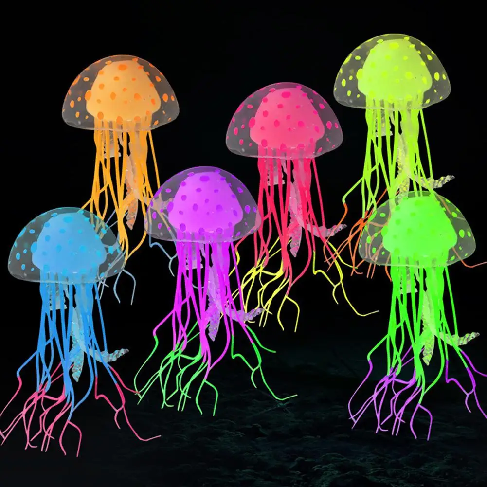 

Soft Silicone Luminous Jellyfish Simulation Fluorescent Jellyfish Ornaments For Fish Tank Landscaping Decoration