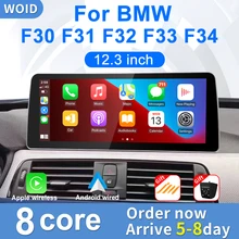 12.3" 1920*720 HD Display Screen Android 12 Carplay For BMW 3series F30 F31 F34 4series F32 F33 F36 Voice Control Car All-in-one 