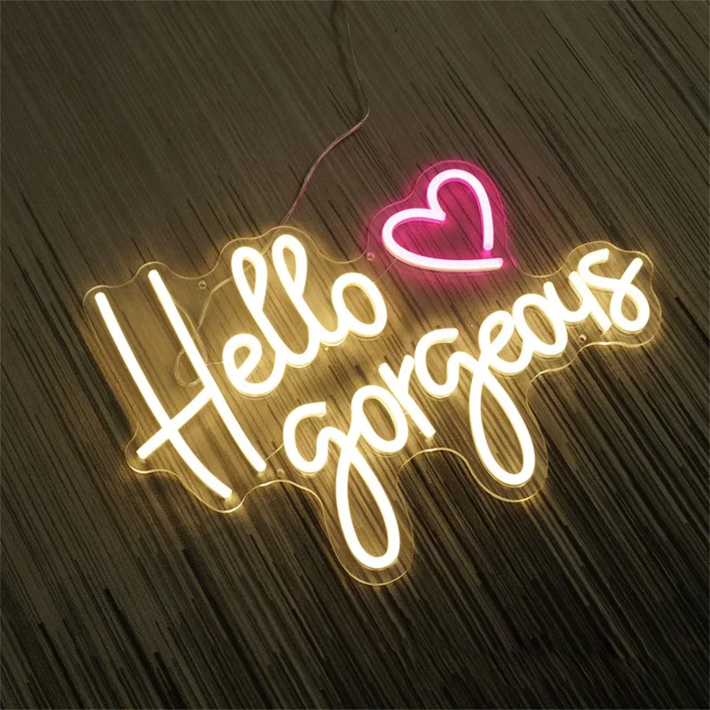 

Hello Gorgeous Neon Signs Led Neon light sign custom for Romantic decor girl‘s fraternity party