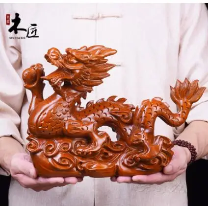 

Yellow rosewood pear Real wood dragon Black sandalwood carving zodiac dragon solid wood signs Handmade sculpture