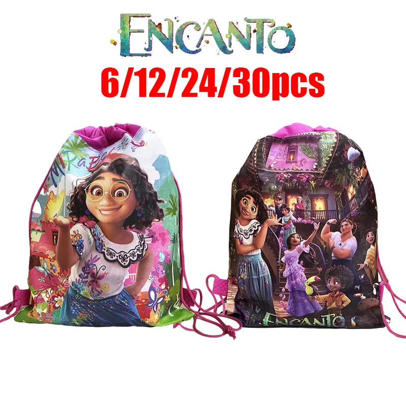 

6/12/24/30pcs Disney Encanto Non-woven Fabrics Bag 28cm×35cm Drawstring Backpack School bags Storage Bags Birthday Party Decor