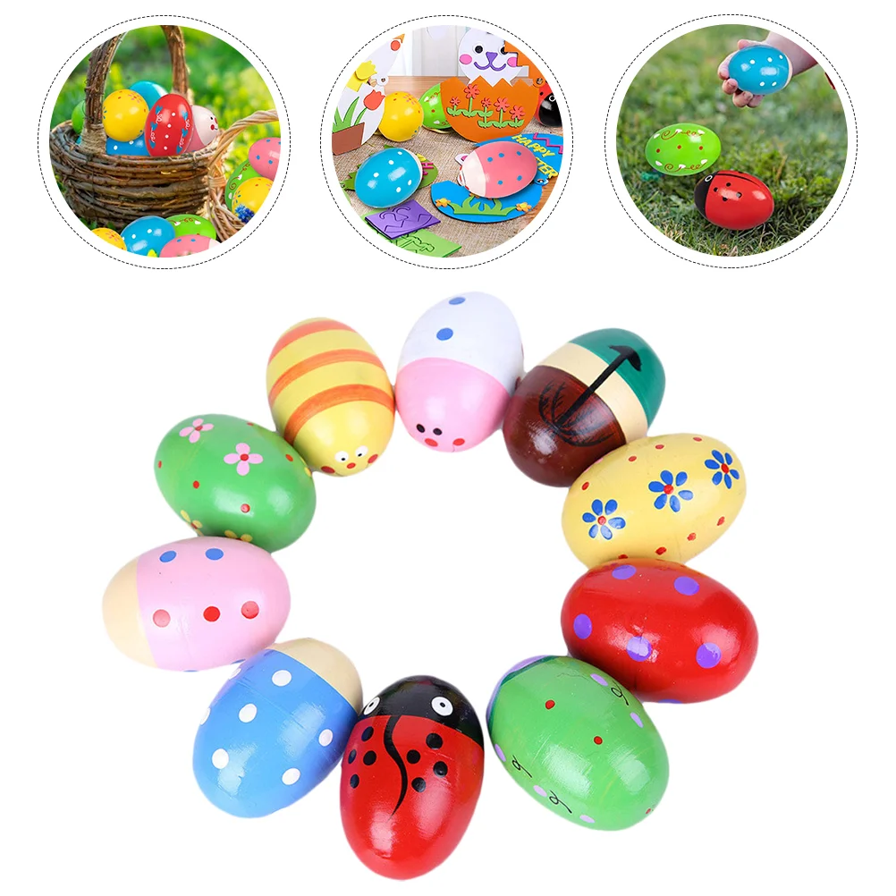 

16Pcs Easter Wood Eggs Shakers Colorful Creative Fuuny Wood Percussion Egg Wooden Eggs Shakers Easter Eggs for Baby Boy