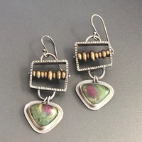 geometric hollow alloy hanging earrings retro irregular square bead drop earrings for women vintage boho ethnic gypsy earrings