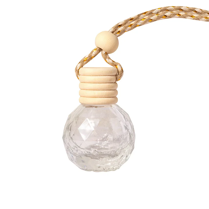 

10ML Storage Bottle Perfume Ball Diamond Type Empty Glass Bottles Fragrance Essential Oil Car Mount Pendant Fragrance Wood Cover