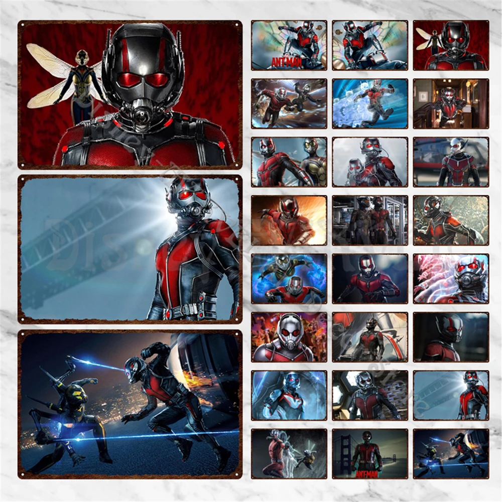

Металлическая тарелка в стиле ретро Marvel, муравьиный жестяной знак, Мстители, винтажный игровой Декор для комнаты, таблички, потертая шикарн...