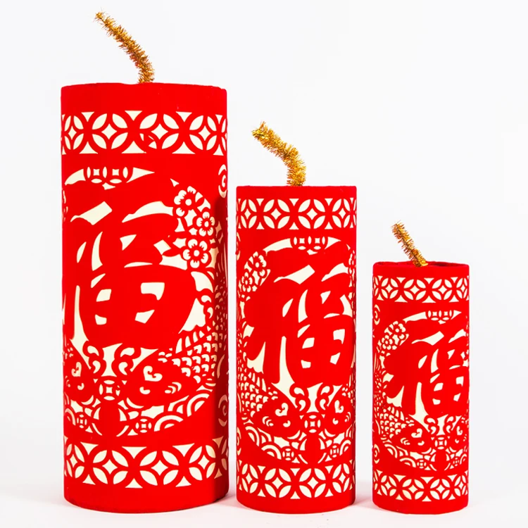 

Spring Festival Decoration Scene Layout Paper-Cut Window Bamboo Decoration New Year Simulation Firecrackers Sitting