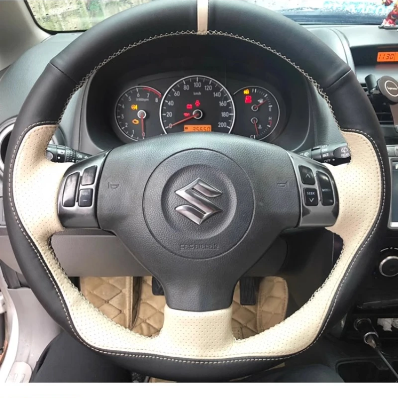 

Для Suzuki SX4 Alto Old Swift Opel Agila, сшитый вручную нескользящий черный, коричневый, натуральная кожа, чехол на руль автомобиля