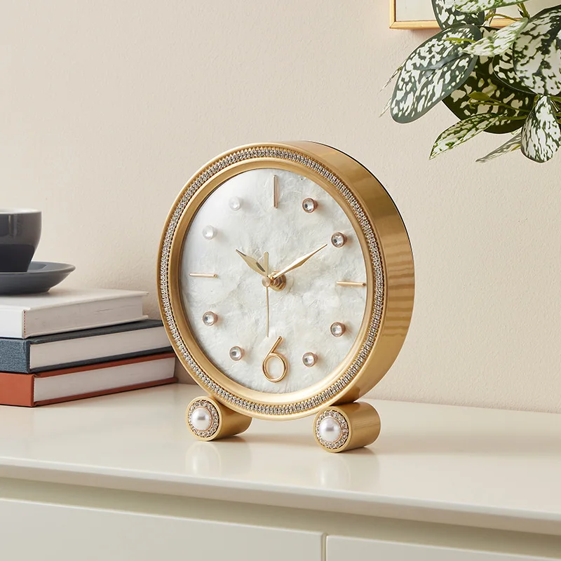 Роскошные Настольные часы с латунным корпусом настольное украшение бесшумные