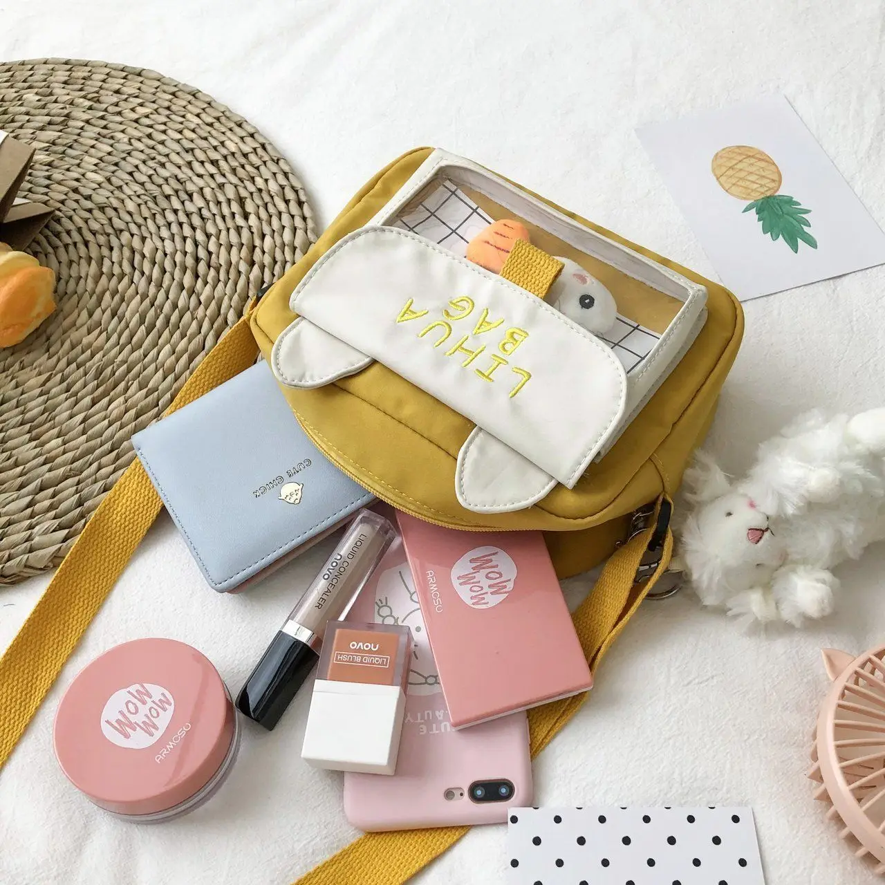 Cute Canvas Mini Small Bag New Fashion Crossbody Bag Packet Student Children Boy Girl Cartoon Rabbit Shoulder Bags Coin Purse