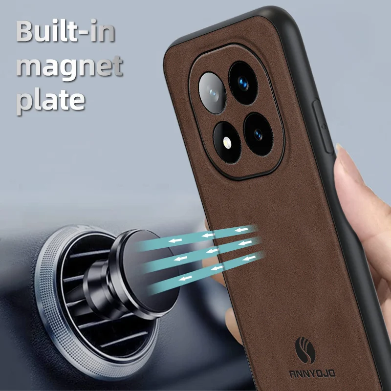 Для Xiaomi Redmi Note 14 Pro Plus Чехол со встроенной магнитной пластиной из искусственной